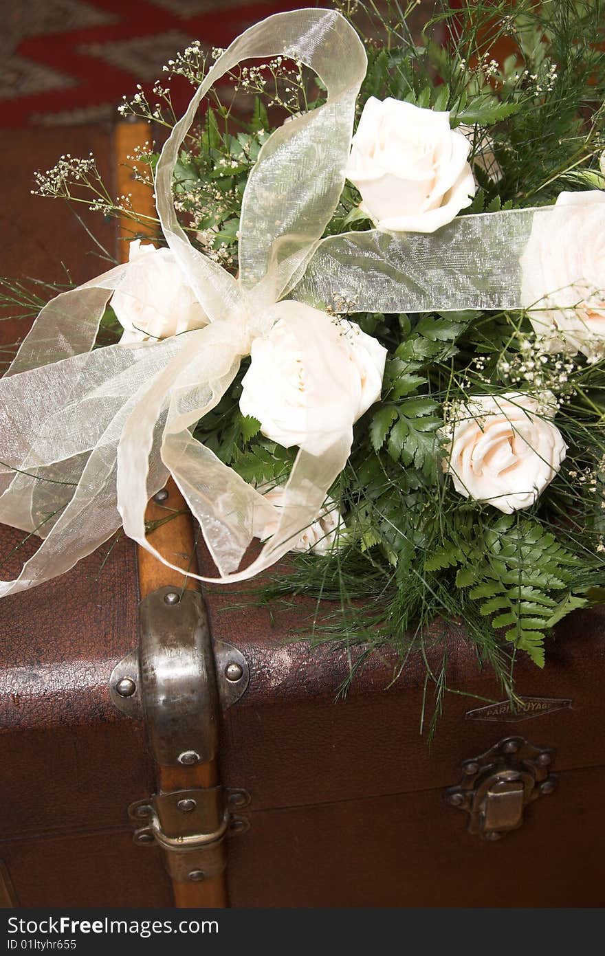 Wedding Bouquet with roses and green leaves. Wedding Bouquet with roses and green leaves