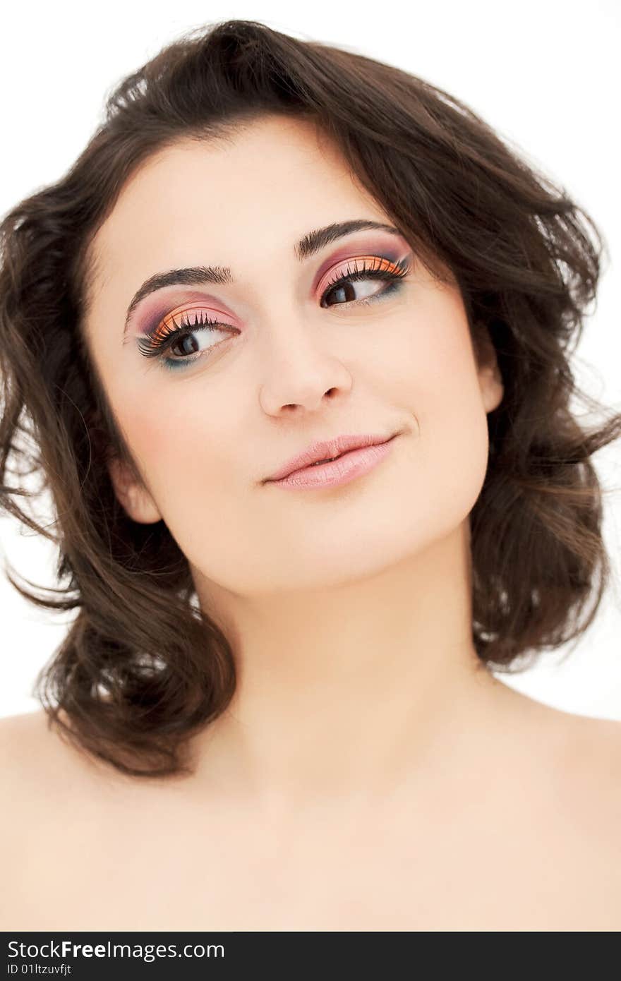 Portrait of a fresh looking woman with colorful makeup. Portrait of a fresh looking woman with colorful makeup