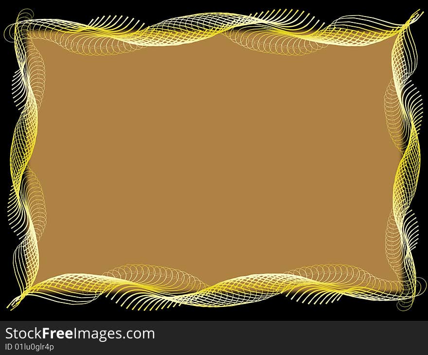 Golden motif over black and brown border. Golden motif over black and brown border