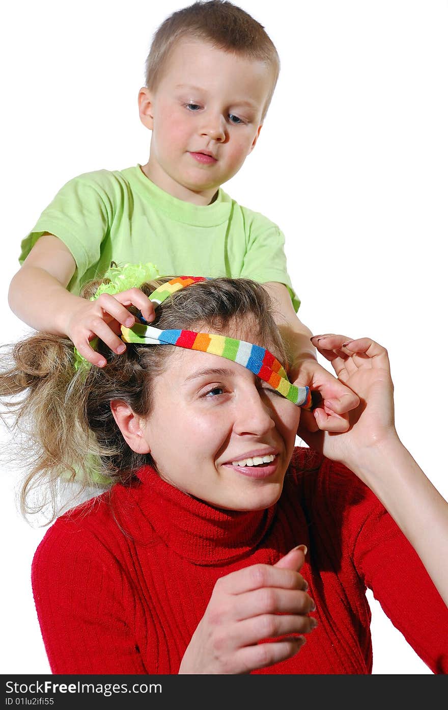 Mother And Son Playing