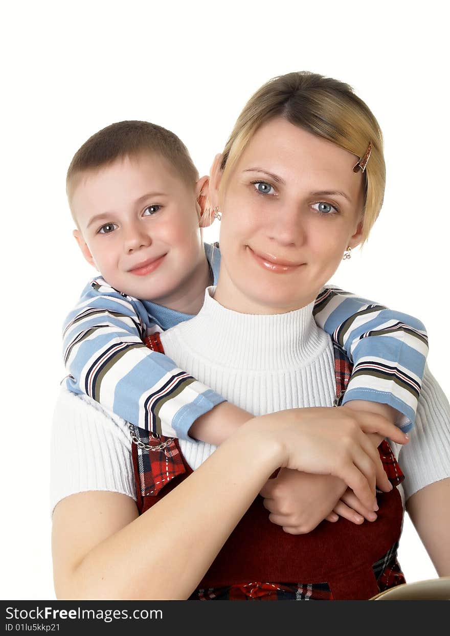 The little boy with mum on the isolated. The little boy with mum on the isolated