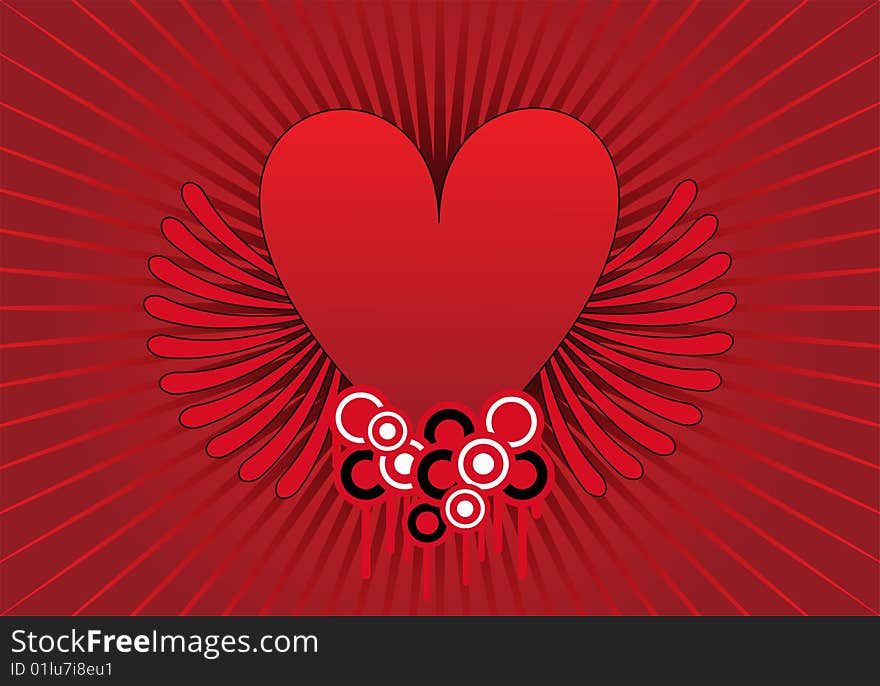 Abstract heart design with rays