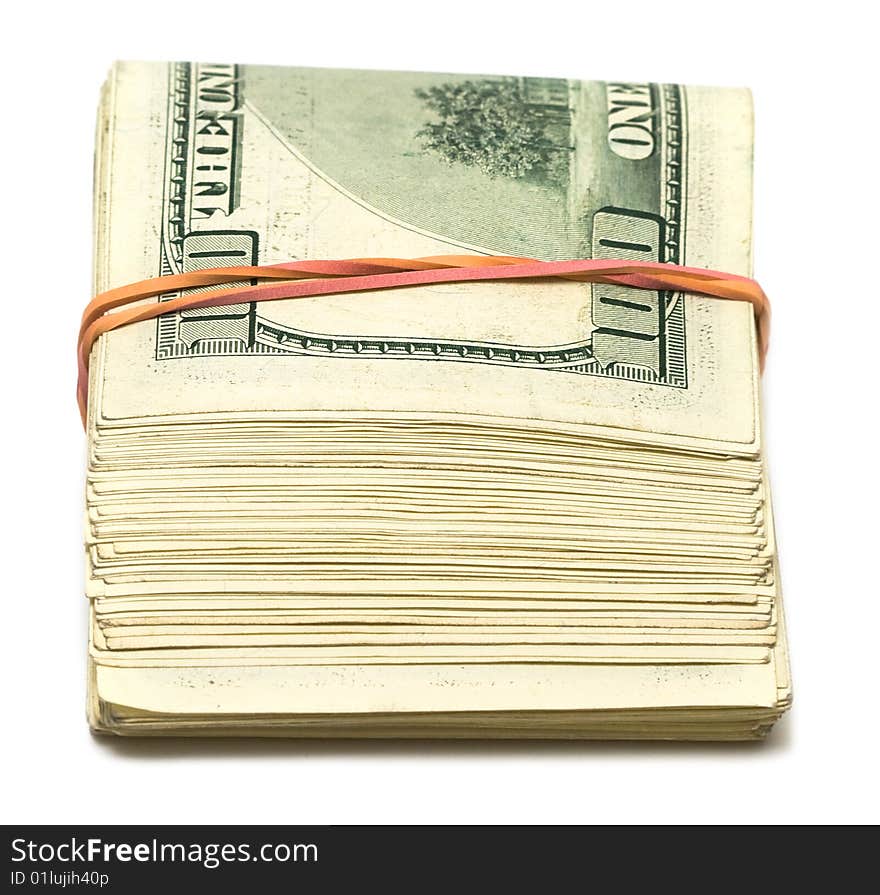 Copula of dollars on white background