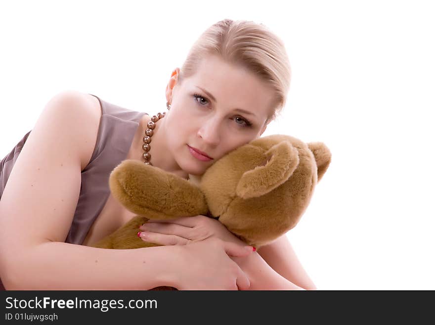 Woman on a white background