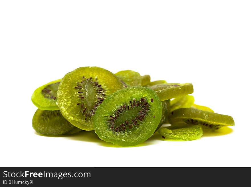 Pieces of dried kiwi isolated