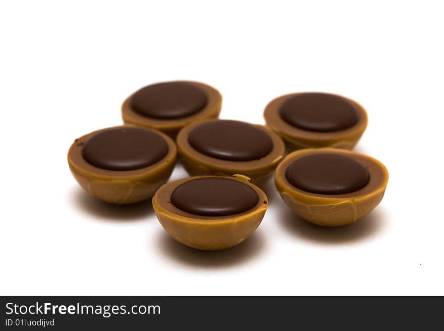 Chocolate candies isolated