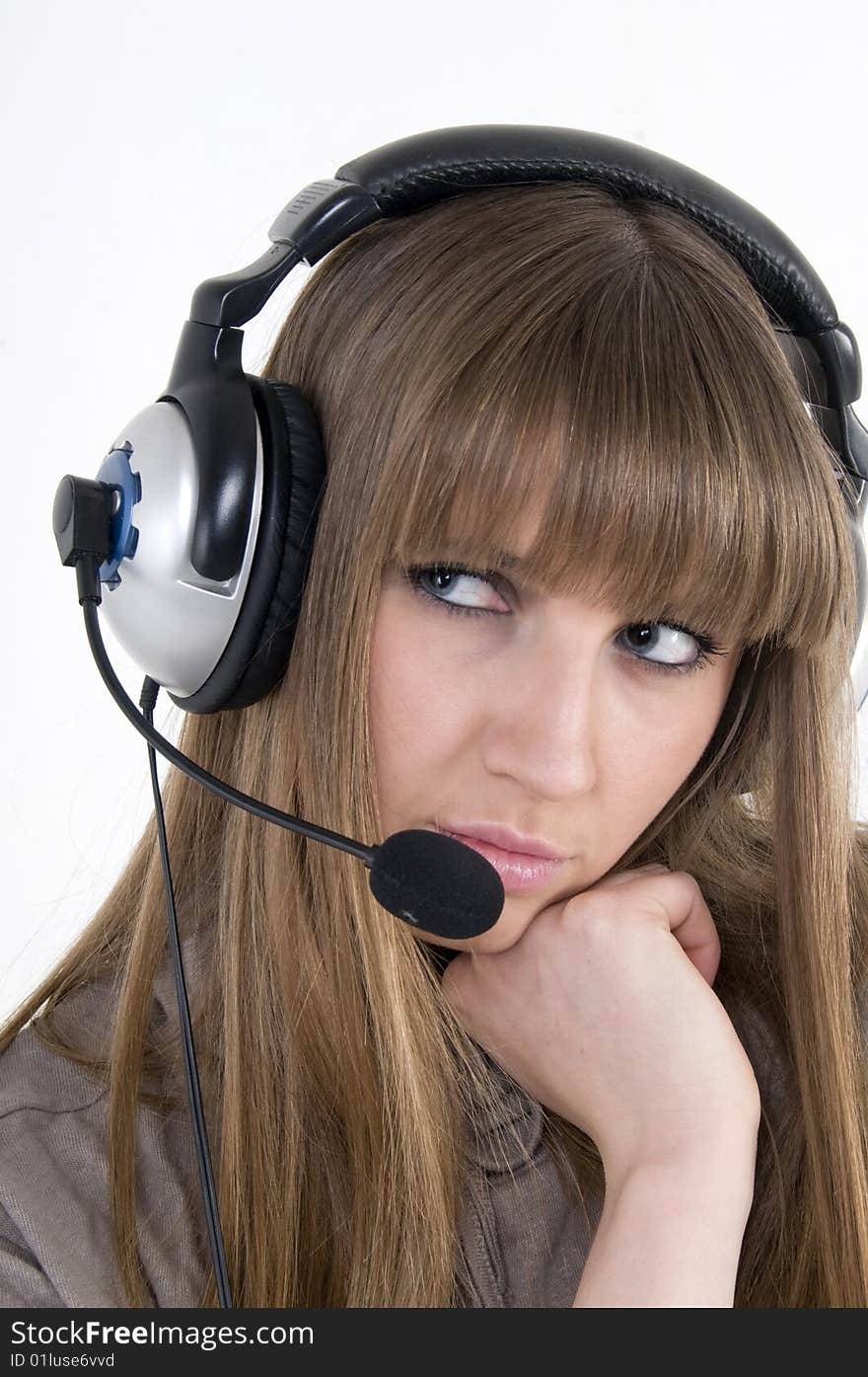 Pretty female model with headphones