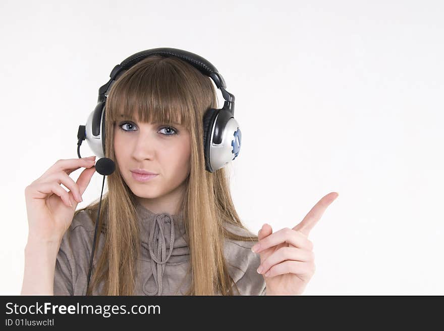 Pretty female model with headphones