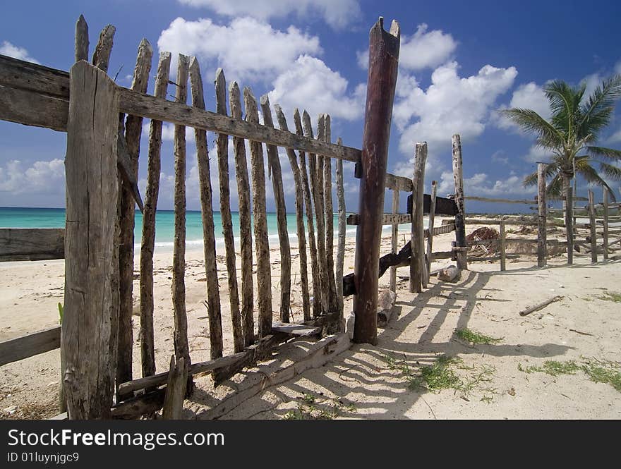 Fence On Cozumel Beach