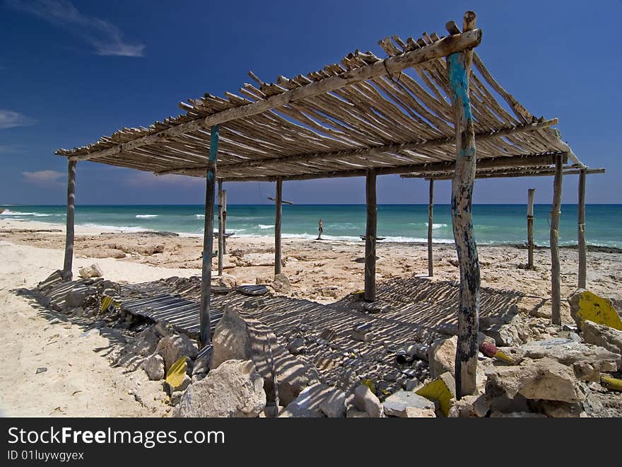 Shelter on beach, Cozumel, Mexico