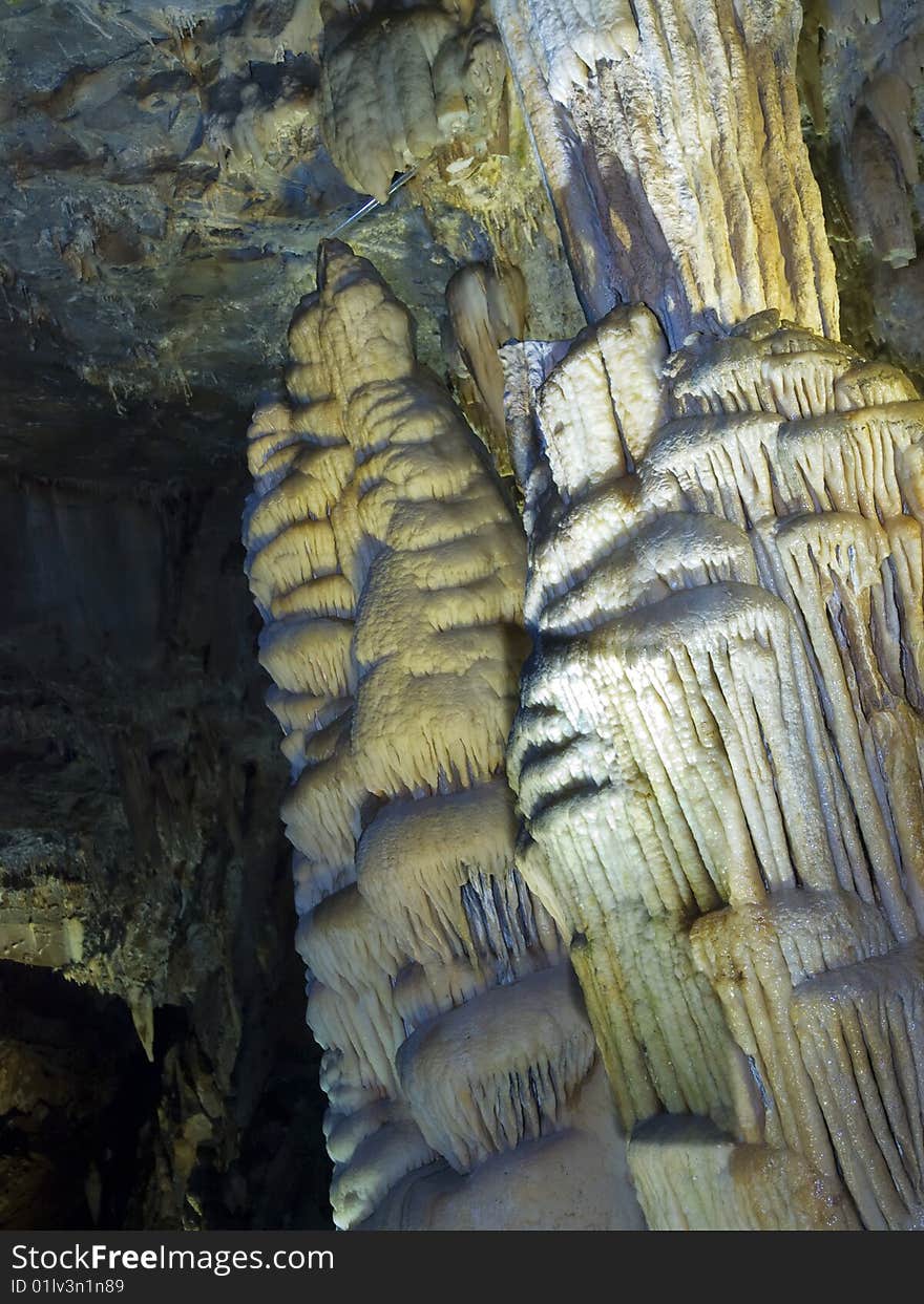 Cave Stalagmite in a Gold Mine. Cave Stalagmite in a Gold Mine