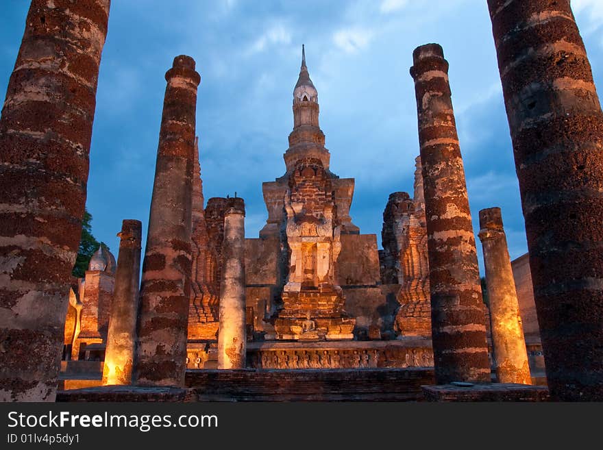 Twilight At Sukhothai Historical Park, Thailand