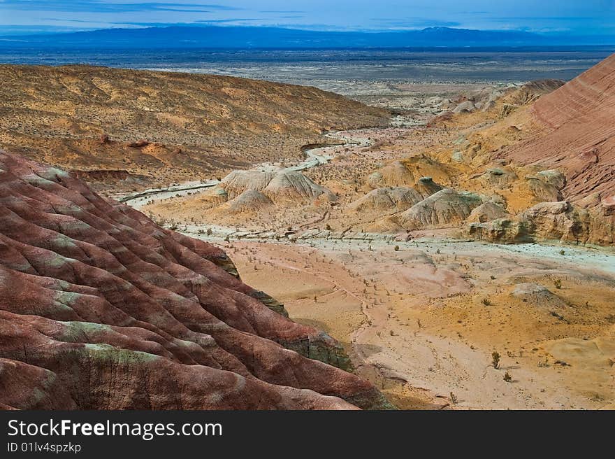 Red and yellow desert mountain