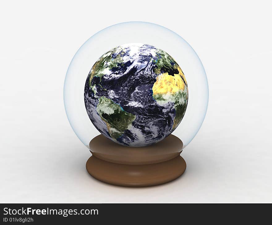 Earth In A Glass Globe