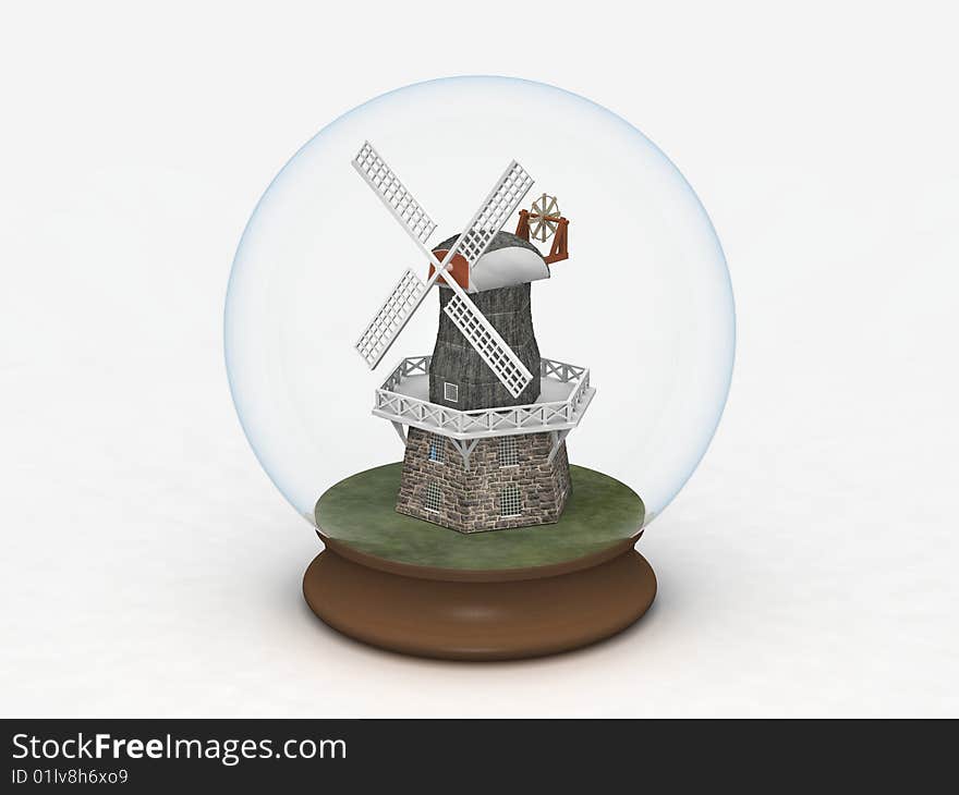 Windmill in a Glass Globe