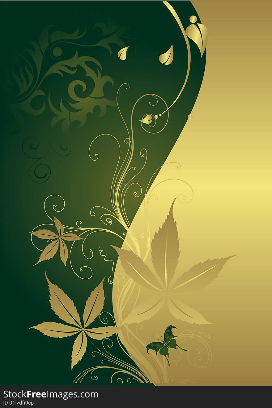 The Butterfly On A Gold Background