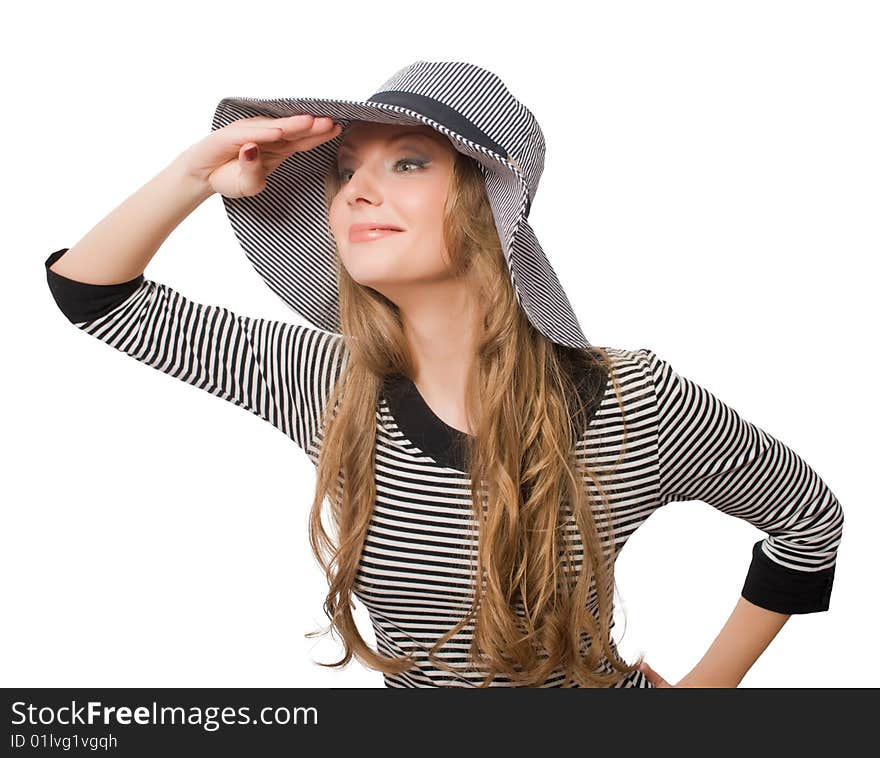 Beautiful young female in grey hat