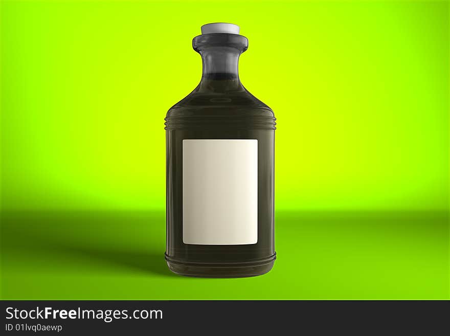 Illustration of a gray bottle on a yellow-green backdrop