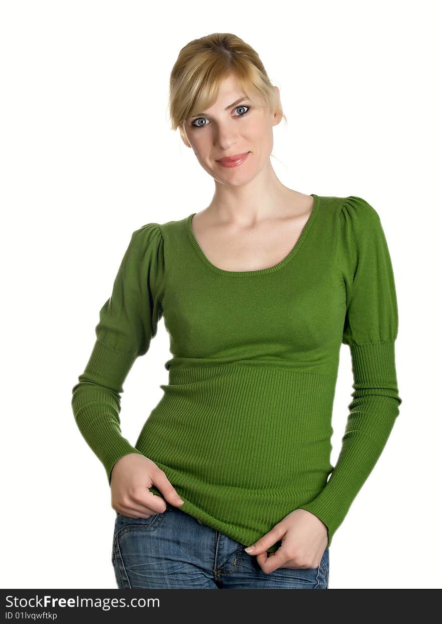 Portrait of the beautiful sexual girl in green. Portrait of the beautiful sexual girl in green