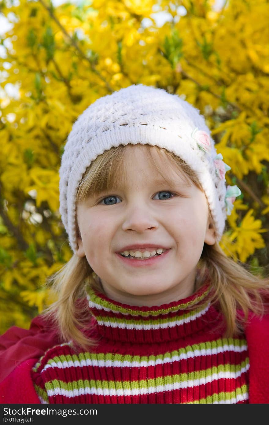 Beautiful smiling baby on the nature