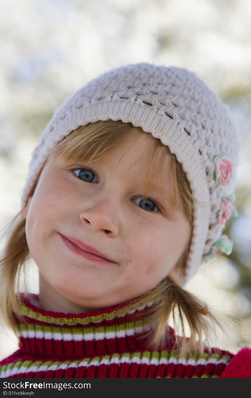 Beautiful smiling baby on the nature