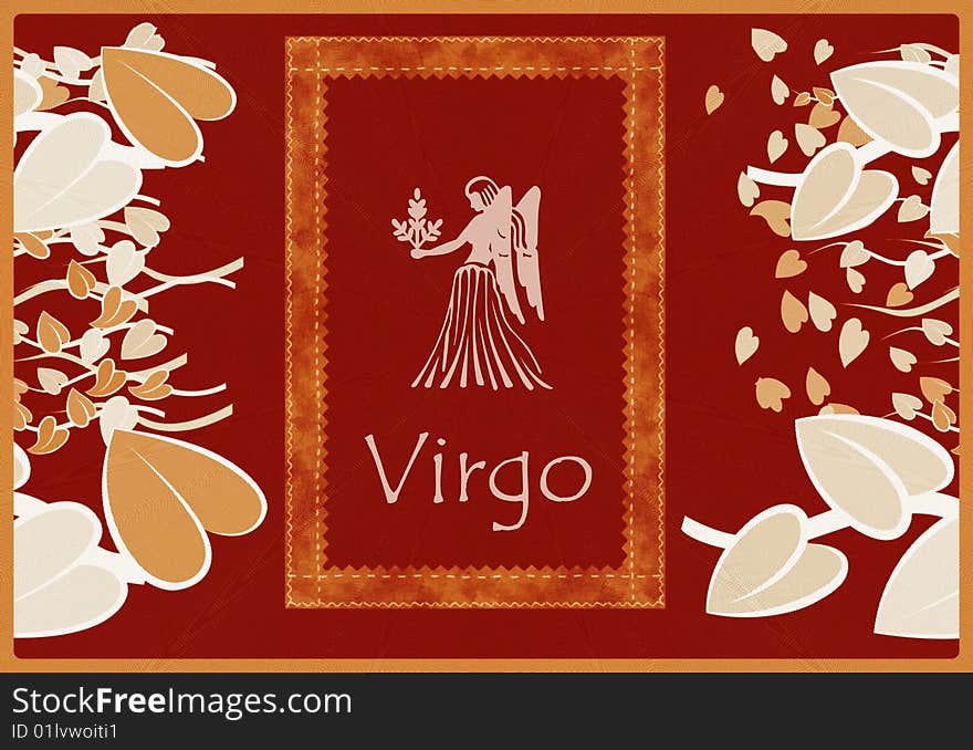 Zodiac sign of virgo in orange background. Zodiac sign of virgo in orange background