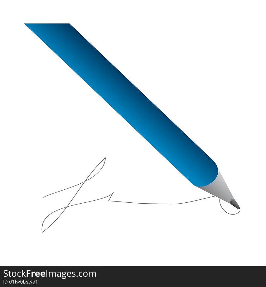 Vector illustration of a pen writing on a blank sheet. Vector illustration of a pen writing on a blank sheet