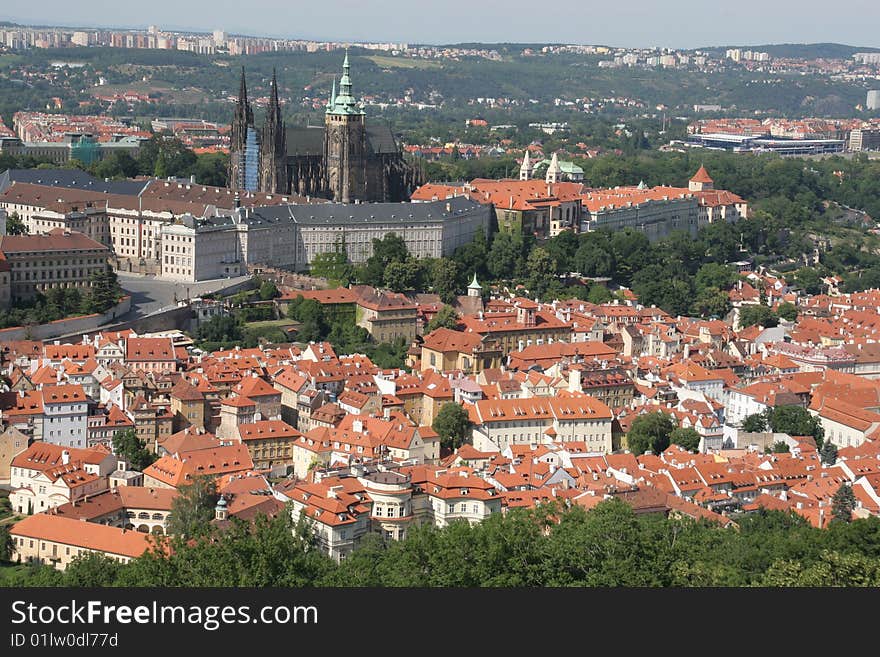 Prague. All building in city cover tile