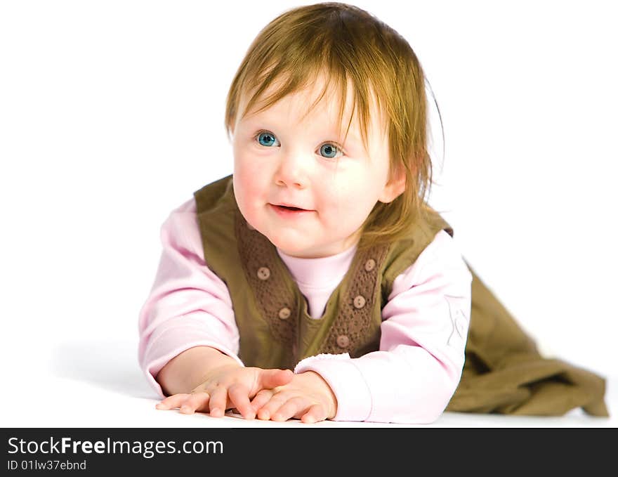 Little girl Lying Down and looking up. Little girl Lying Down and looking up