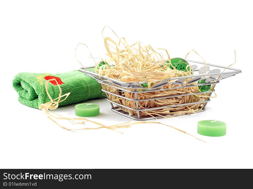 Set for bathing in green scale on a white background. Set for bathing in green scale on a white background