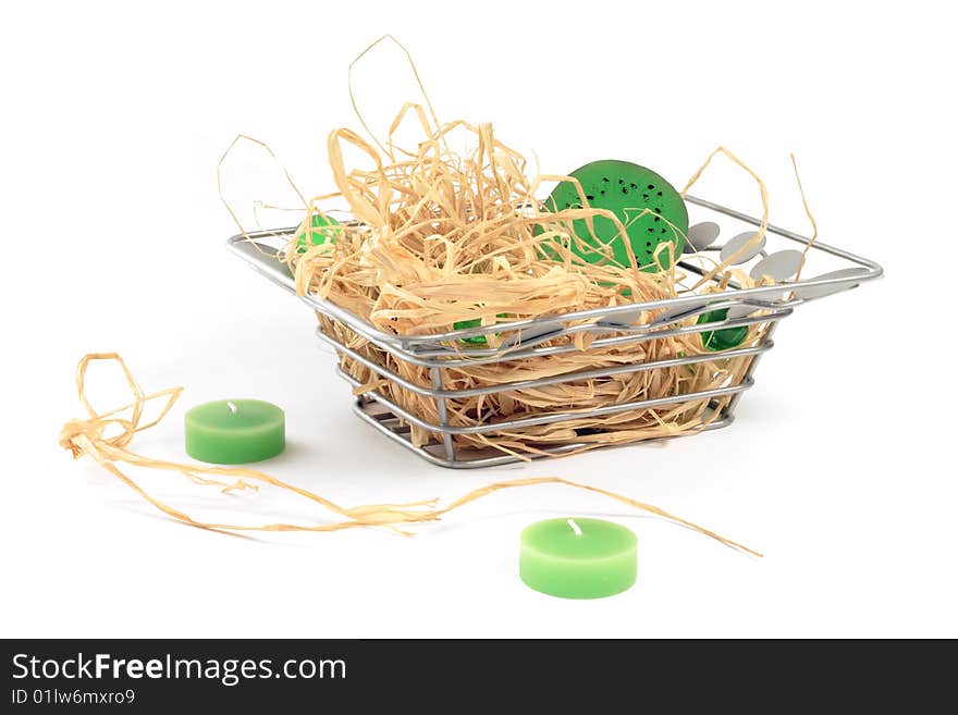 Set for bathing in green scale on a white background. Set for bathing in green scale on a white background