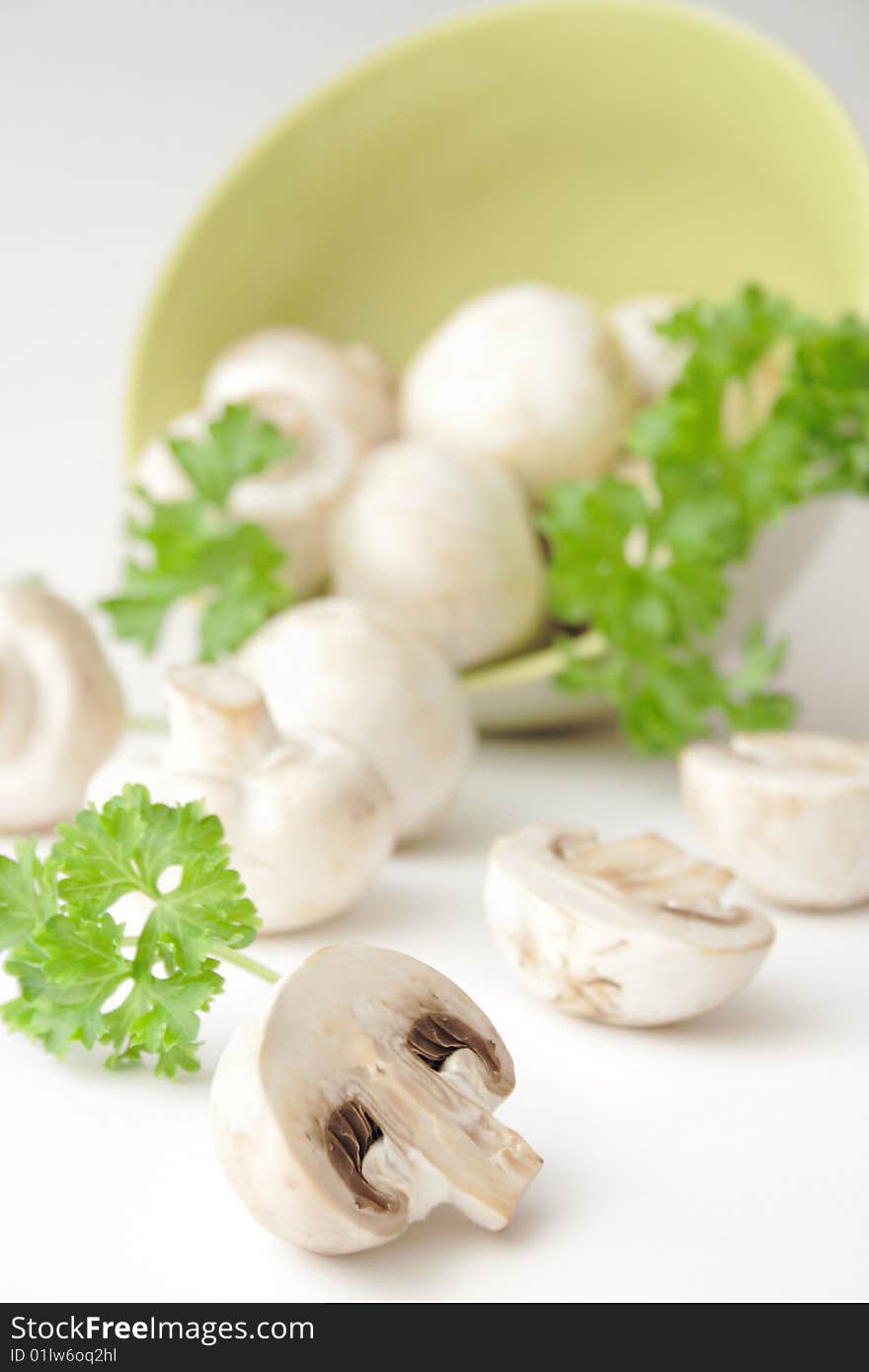 Mushrooms On A White Background