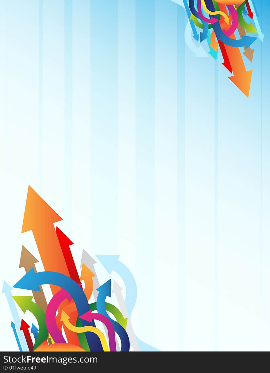 Blue Background And Colorful Arrows