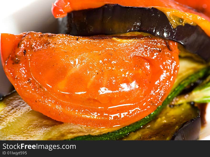 Grilled red tomato macro shot