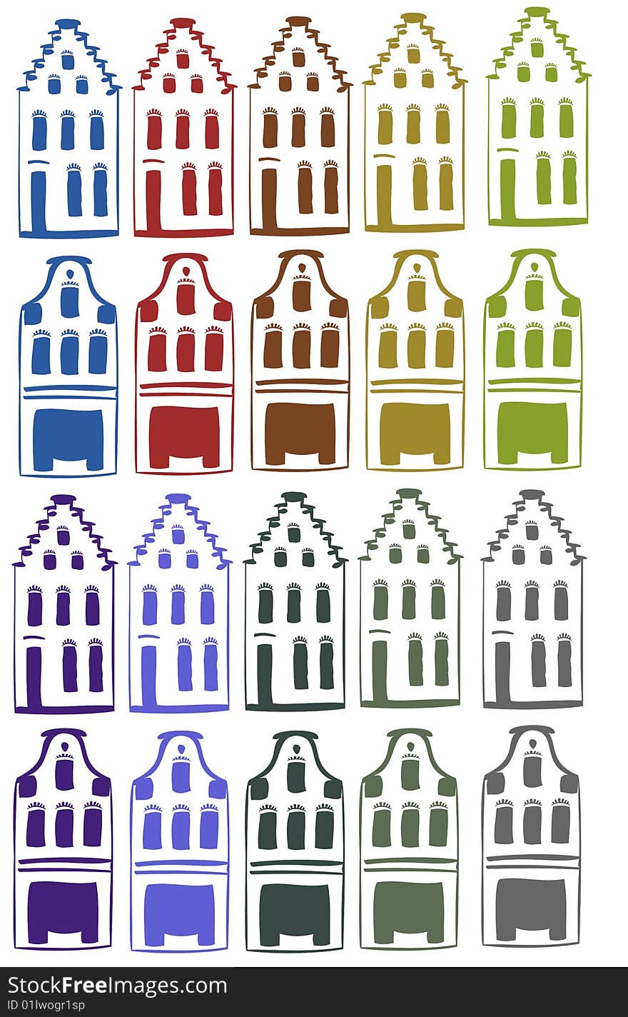 Vector collection of houses in different colors. Vector collection of houses in different colors