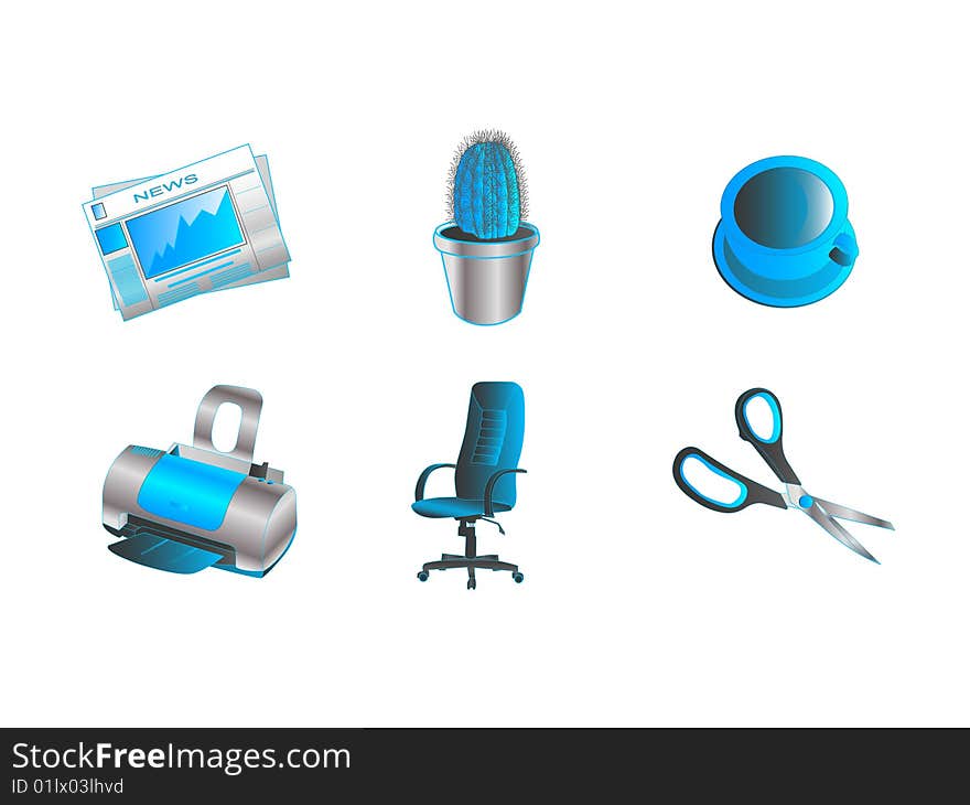 Blue office icon set, blue lite set. Blue office icon set, blue lite set