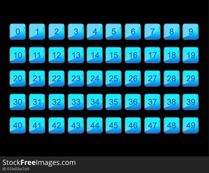 Blue numeration signs in dark. Blue numeration signs in dark