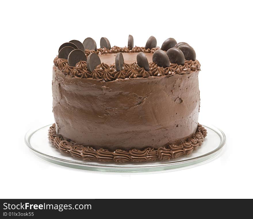 Chocolate cake isolated on white background