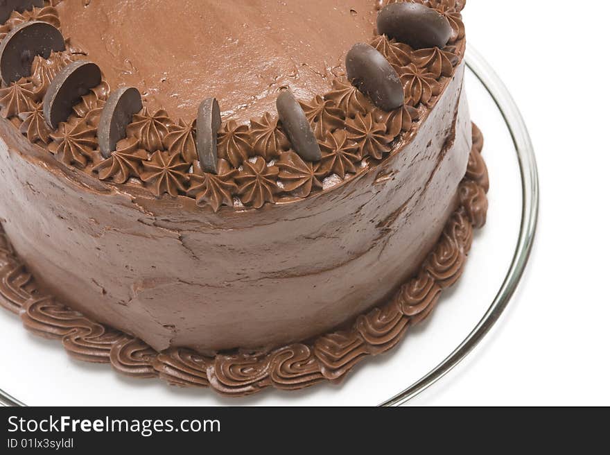 Chocolate cake isolated on white background