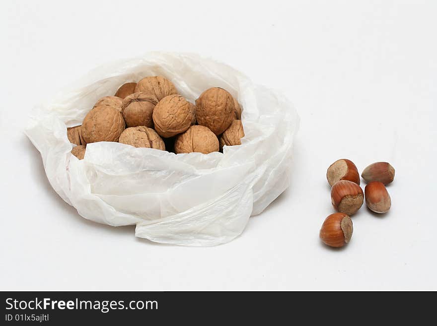 Healthy eating - nuts. Hazelnut, walnut