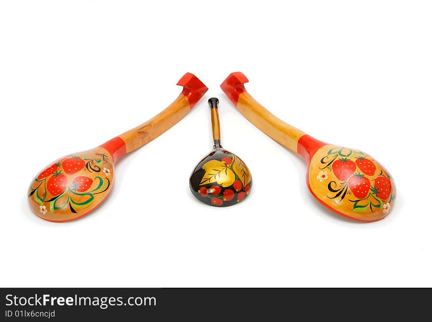 Russian wooden painted spoons  isolated