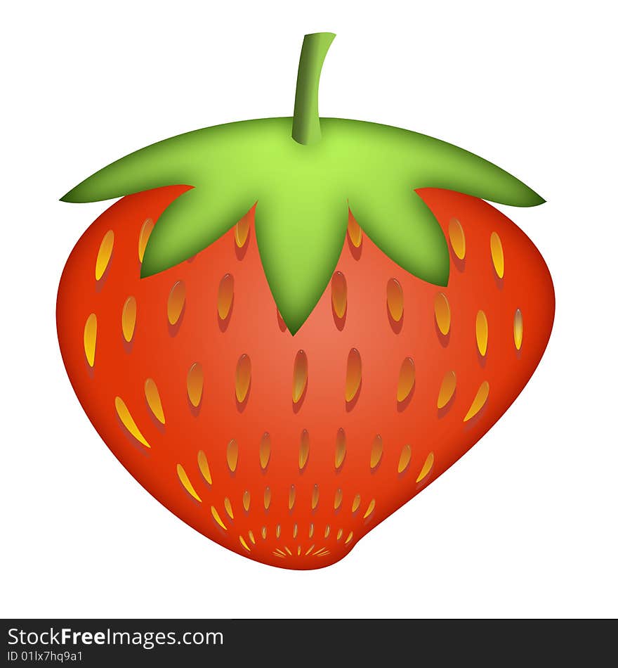 The big strawberry, the bright drawing on the white background