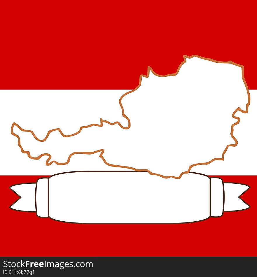 An illustration of Austria and flag. An illustration of Austria and flag