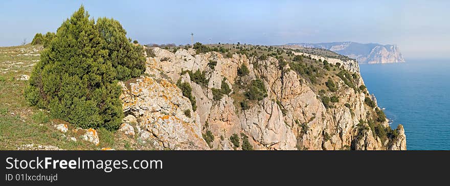 Panorama of the mountains and epidemic deathes of the south coast of Krimea. Panorama of the mountains and epidemic deathes of the south coast of Krimea