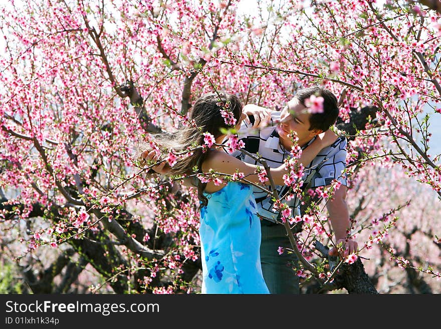 Couple In Spring Garden