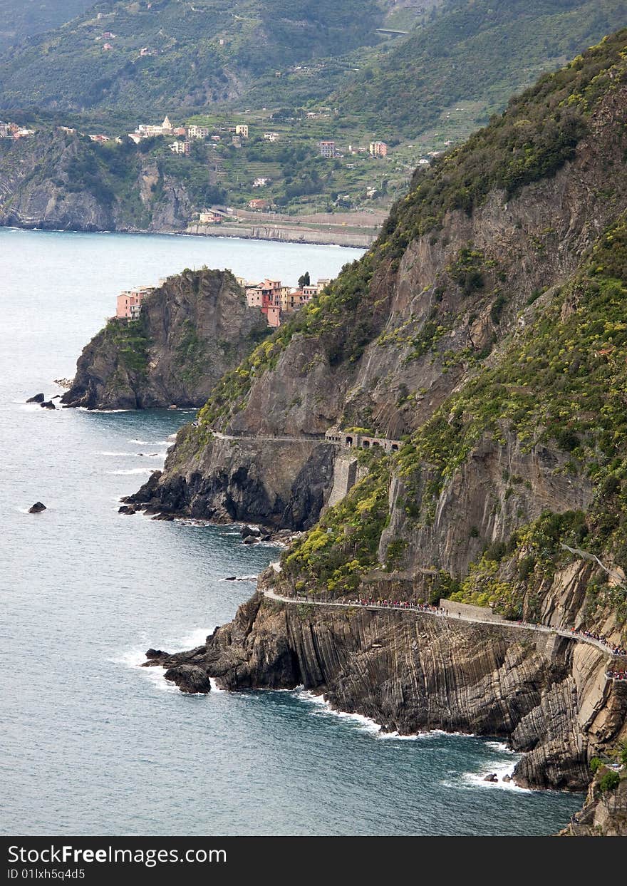 Looking into cinque terre's italy. this is riomaggiore , beautiful place near la spezia.