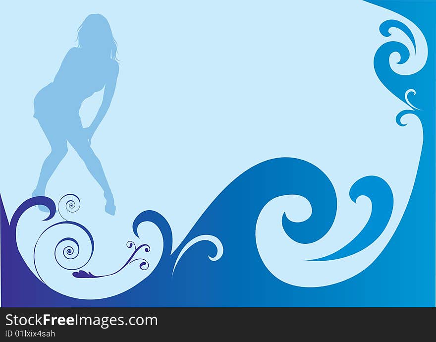 Vector abstract girl silhouette, background