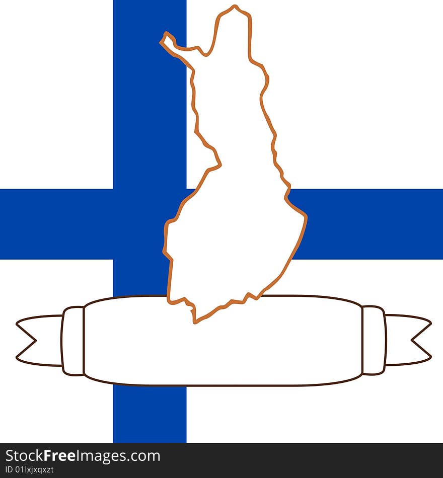 An illustration of Finland and flag. An illustration of Finland and flag