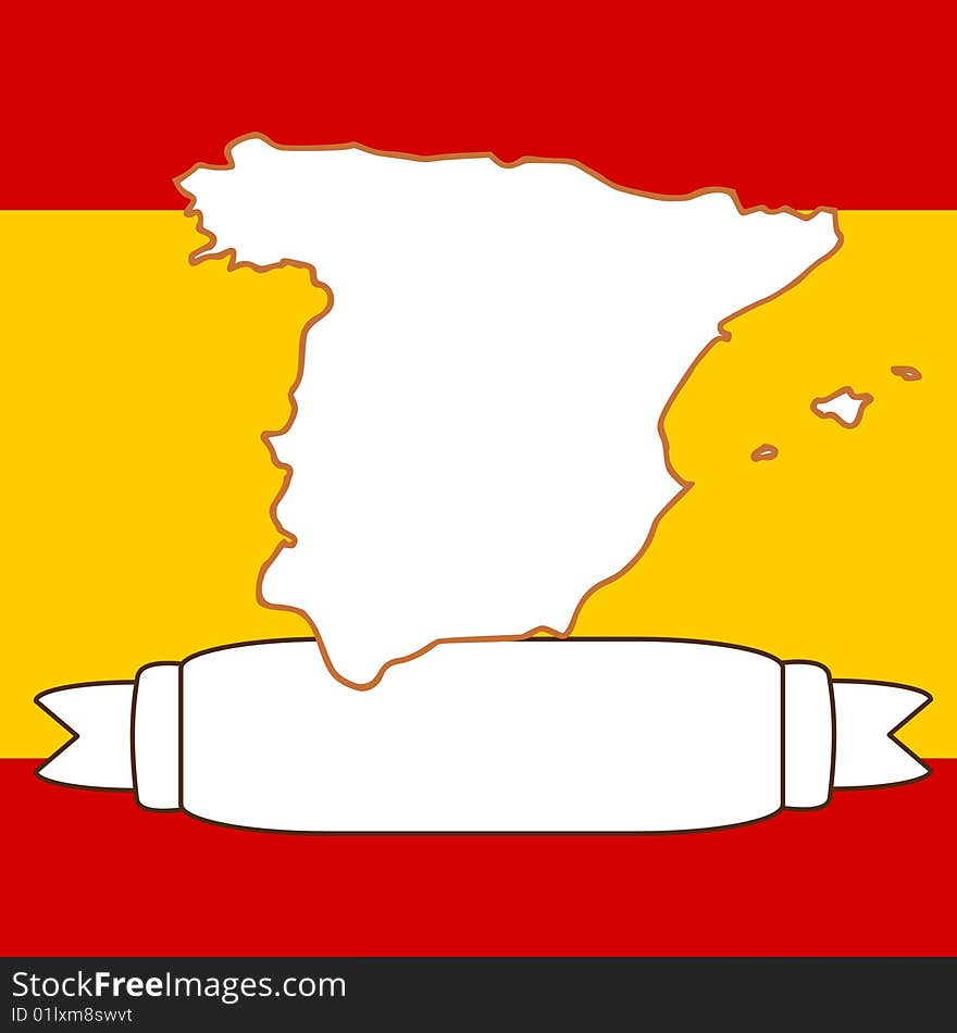 An illustration of Spain and flag. An illustration of Spain and flag