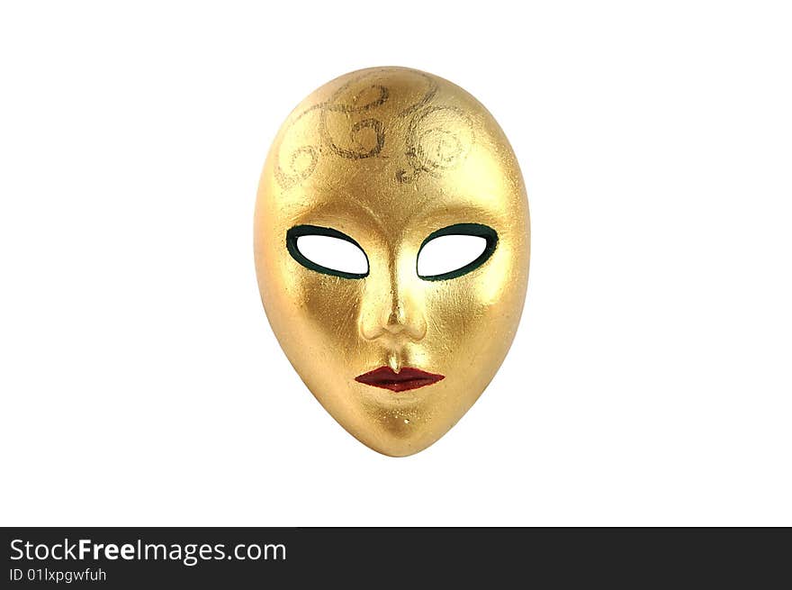 Golden mask isolated over white.